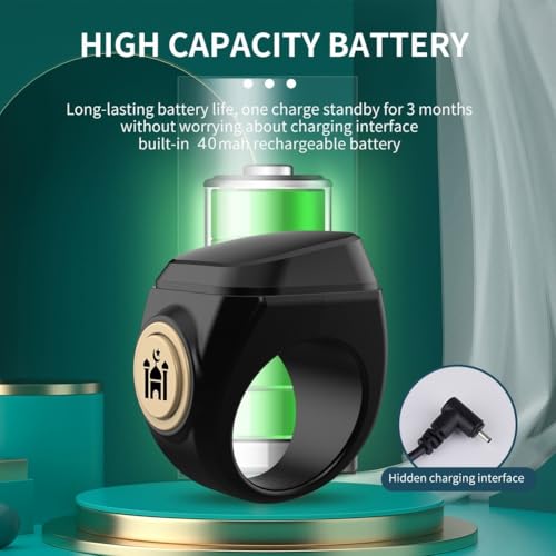 Smart Zikr-Ring, Rechargeable Electronic Digital Tasbih Counter Rings, Waterproof, 3 Sizes Finger Counter for Muslims, Prayer, Reminder(20mm Green) - color: Green, size: 20mm