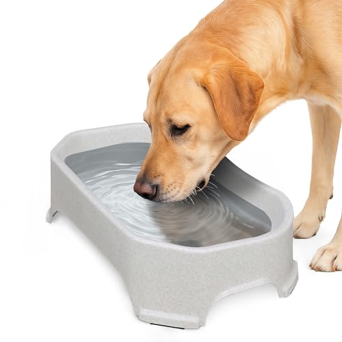 Neater Pet Brands Extra Large Water Bowl for Dogs, Outdoor Dog Water Bowl (1.25 Gallon XL Capacity), Big Trough Style Food Dish for Indoors or Outside, No Spill Large Dog Bowls, Vanilla Bean - color: Vanilla Bean, size: 1.25 Gallons