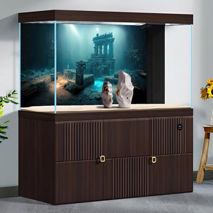 Fantasy Lost Underwater City Aquarium Background Misty Ancient Temple Stone Columns Fish Tank Background Under Water Magical Foggy Ruined Atlantis Buildings Reptile Tank Enclosure Backgrounds 36x18in - color: Light Blue, size: 36(W)x18(H)inches/ 90(W)*45c