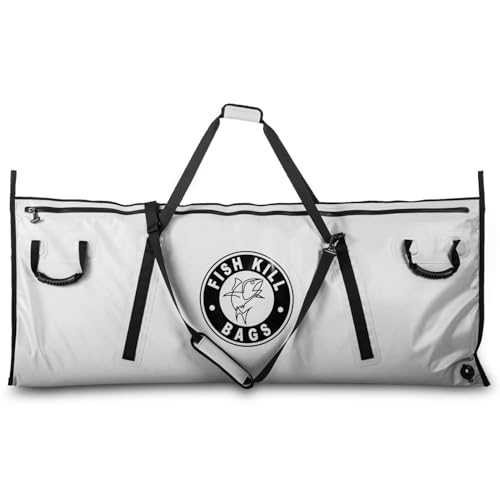 Flat PVC Tarpaulin Insulated Fish Cooler Kill Bag - Waterproof Fishing Cooler Bag with Easy Grip Carry Handles - Portable Soft Cooler - 3 Sizes - size: 180 Quarts 60" x 24"