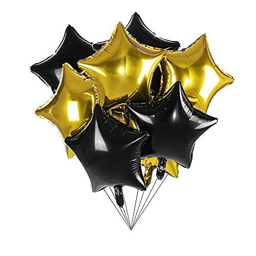 45.7cm(18인치) 블랙 골드 빅 풍선 스타 포일 마일라 헬륨 풍선, 파티 장식용, 20개 팩 - color: 20개, 블랙, 골드