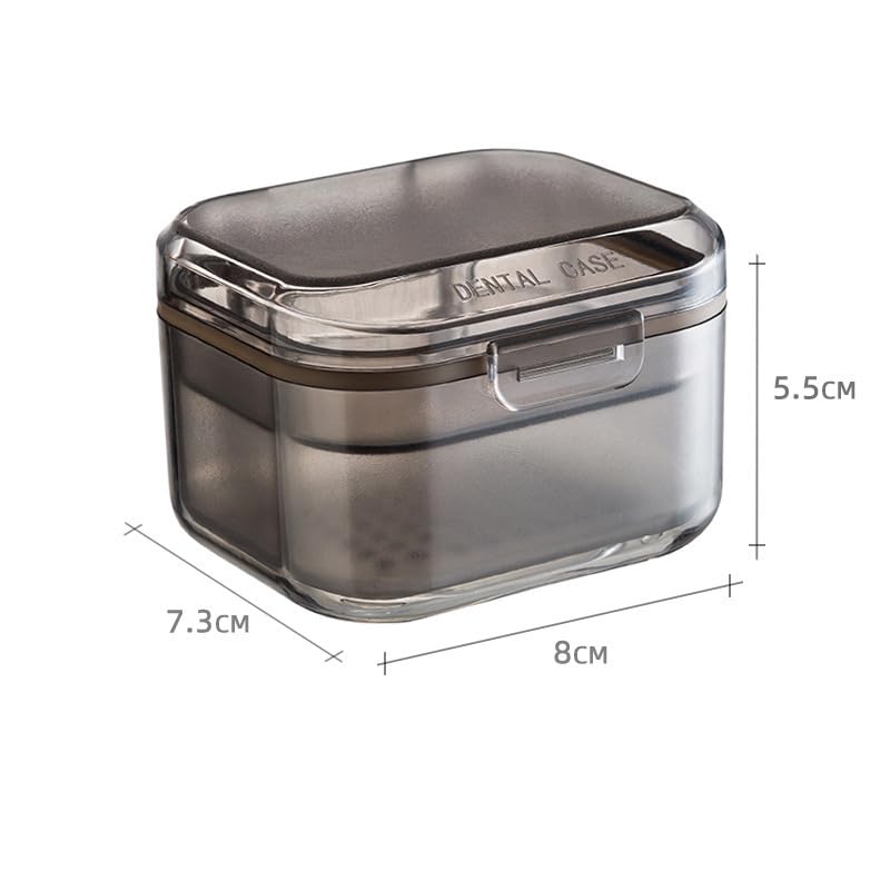 3-Layer Retainer Storage Box, Denture Case with Lid, Portable Mouth Guard Container Tooth socket storage case holder box Immersion box (Black) - color: Black