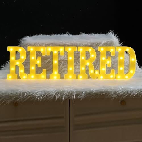 Aurelema 7 Pcs Retired LED Letter Lights Sign Decorations Battery Powered - color: Retired, size: 6.3 Inches