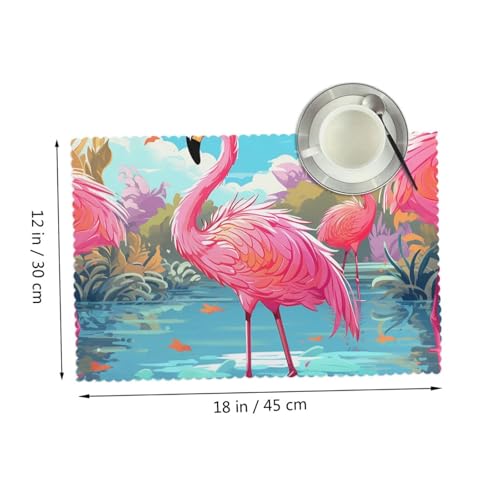 Placemats Set of 4 Heat Resistant Flamingo Bird Place mat for Dining Table Non-Slip Table Mats Desktop Protection Pad Washable Place Mats for Kitchen Dining Outdoor - color: Flamingo Bird