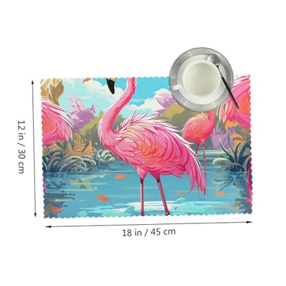 Placemats Set of 4 Heat Resistant Flamingo Bird Place mat for Dining Table Non-Slip Table Mats Desktop Protection Pad Washable Place Mats for Kitchen Dining Outdoor - color: Flamingo Bird