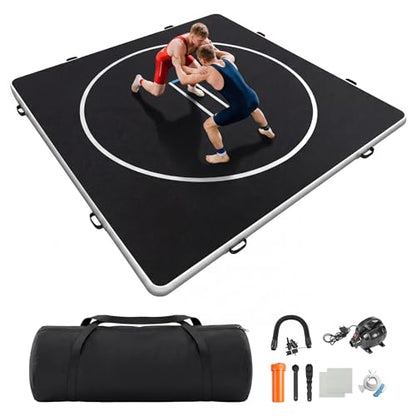 Inflatable Wrestling Mat 10FT / 13FT x 4IN, PVC Portable Wrestling Mats for Home, 4" Thick Jiu Jitsu Mats with Circles for Wrestling, Martial Arts, Jitsu, BJJ, Boxing, MMA, Judo Indoor Outdoor Use - size: 10FT*10FT*4IN