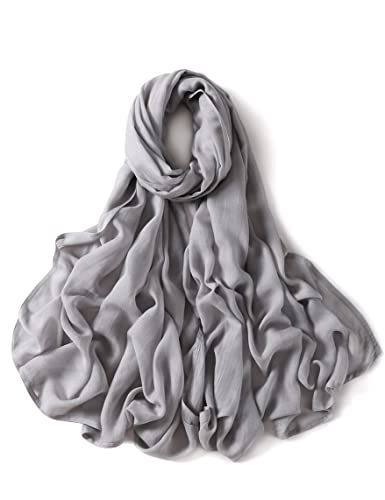 Txameru Women's Viscose Cotton Hijab Scarf - color: Silver Gray