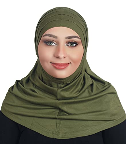 AL AMIRA Beautiful cotton hijab scarf Islamic women fancy hijab K101 - color: Olive Green