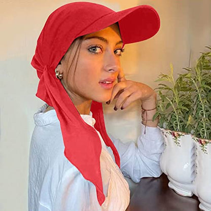 Hijab Scarf for Women Baseball Curved Brim Cap | Soft Breathable Cotton, Lightweight Feel, Adjustable Strap, Curved Brim, Summer Wear, Outdoor Activity, Casual Daily Use - color: 08#_red