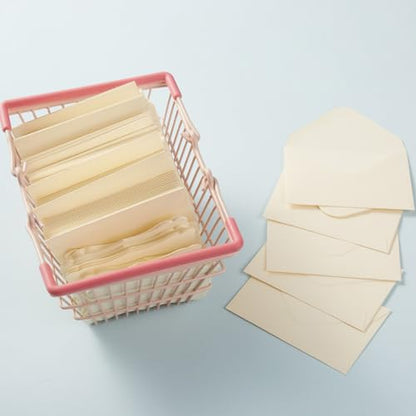 100 Pack Mini Envelopes with Blank Note Cards, Cream Color | 4 x 2.7 Inches, Self-Adhesive, Small Business Card Size - color: Cream