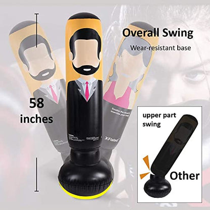 Inflatable Punching Bag for Adults and Kiddly, Free Standing Punching Bag, 58 Inch Boxing Bag, Kickboxing Bag, Punching Dummy for Karate and Taekwondo Practice