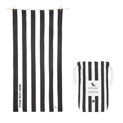 Dock & Bay Beach Towel - Quick Dry, Sand Free - Compact, Lightweight - 100% Recycled - Includes Bag - Cabana - Kamari Charcoal - Extra Large (200x90cm, 78x35) - color: Cabana - Kamari Charcoal, size: Extra Large (200x90cm, 78x35")