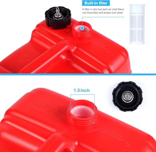 Marine Tank 3 gal Outboard Marine Boat Transfer Tank with 9.8ft Hose, Gauge, I-Shaped Handle, Easy to Carry for Outboard Engine Boats,Fishing Boat, Deck Boat,Yacht - size: 3 Gallon.