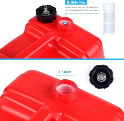 Marine Tank 3 gal Outboard Marine Boat Transfer Tank with 9.8ft Hose, Gauge, I-Shaped Handle, Easy to Carry for Outboard Engine Boats,Fishing Boat, Deck Boat,Yacht - size: 3 Gallon.
