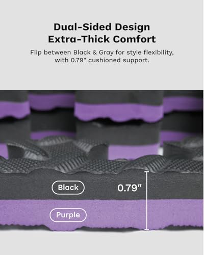AIRHOP Upgraded 0.79" Extra Thick 48 Sq Ft High-Density Eva Foam Exercise Gym Mats, 12 Pcs Large Interlocking Puzzle Floor Tiles (24"x24") for Home Gym - color: Black/Purple