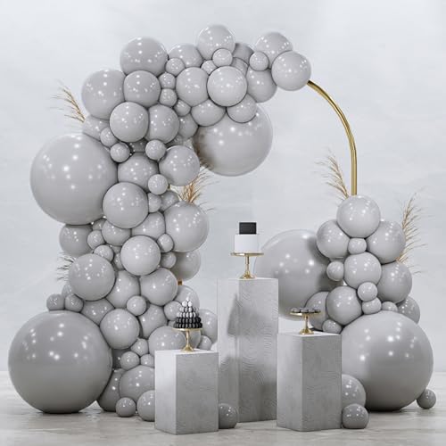 PartyWoo Gray Balloons 120pcs Different Sizes Pack of 18 12 10 5 Inch Matte Gray Latex Balloon Arch Kit Garland for Baby Shower Graduation Wedding Anniversary Birthday Party Decorations Gray-Y71 - color: Gray-y71