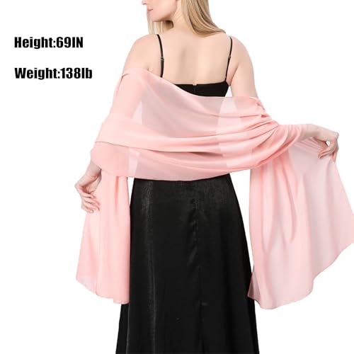 Ladiery Chiffon Shawl Wraps for Women Evening Dresses, Elegant Soft Sheer Shawls for formal dressy Bride Wedding - color: Pink(1)