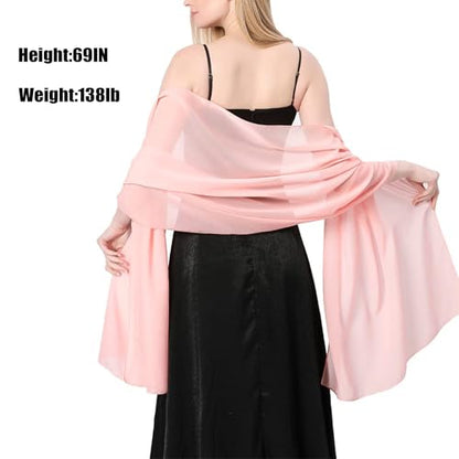 Ladiery Chiffon Shawl Wraps for Women Evening Dresses, Elegant Soft Sheer Shawls for formal dressy Bride Wedding - color: Pink(1)