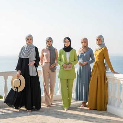 NOOR Chiffon Hijab Set for Women - Pack of 5 Lightweight Non-Slip Scarves, Premium Breathable Fabric, Gift-Ready Packaging - color: Mix Colors 15