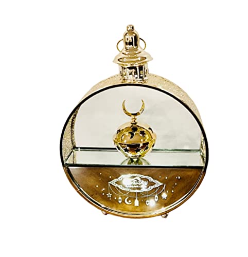 Eid Mubarak Islamic Metal Lamp Islamic Lamp, Eid ul Fitr Hanging Lantern Glass and Metal Lantern 14"X10" (Lantern) - color: Lantern