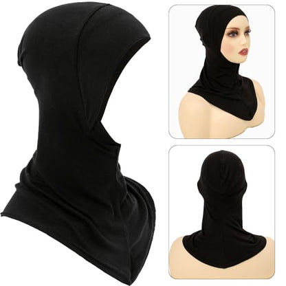 Women Slouchy Beanies Cap Soft Hijab Cap Under Scarf for Women Muslim Jersey Hijab Undercaps(1PC/2PC) - color: Black+black