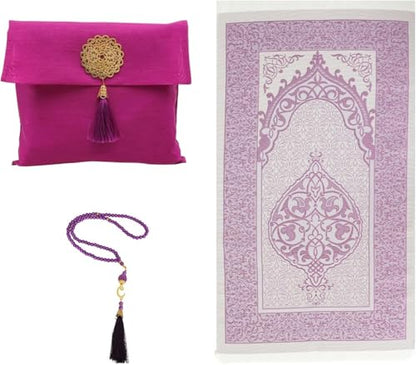 Premium Area Rug for Islamic Prayers - Muslim Prayer Mat and Rug for Men with Arabic Gifts - Traditional Islamic Prayer Rug Islam - سجادة صلاة Included - color: Rose