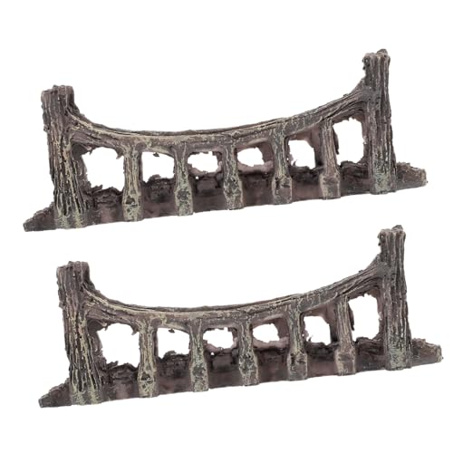 balacoo Fish Tank Ornament 2pcs Artificial Bridge Decor Aquarium Mountain View Decor Set
