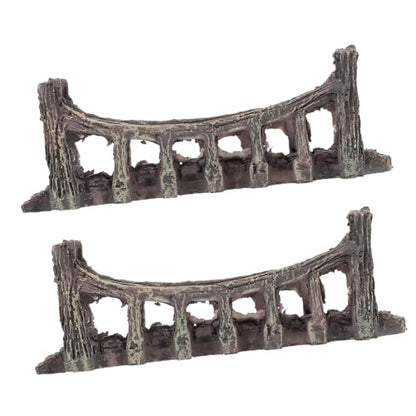 balacoo Fish Tank Ornament 2pcs Artificial Bridge Decor Aquarium Mountain View Decor Set