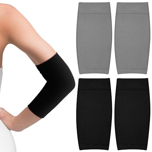 Vicenpal 2 Pairs Tattoo Cover up Sleeve Forearm Arm Sleeves for Women Men Compression Tattoo Upper Arm Cover(Gray, Black) - color: Gray, Black