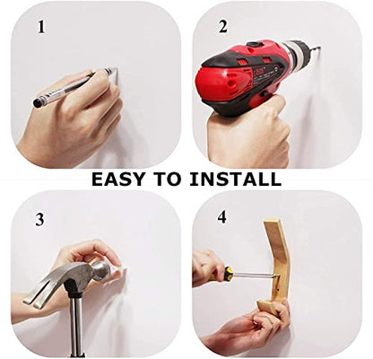 4 Pack Natural Wood Coat Hanger, Wall Hooks Mounted for Coats, Hats, Bags, Towels. - size: 4-Hook Pack