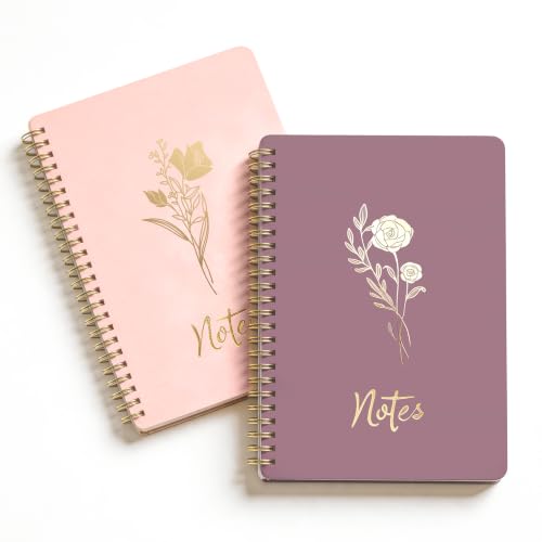 Prelady 2 Pack Pink & Purple A5 Spiral Notebook, College Ruled Bible Journal for Women with Storage Pocket, Aesthetic Back to School Supplies for Teen Girls - color: Pink & Purple