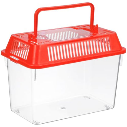Mini Fish Tank Handheld Plastic Aquarium with Lid Clear Small Fish Bowl for Turtle and Pet Easy to Clean Portable Carry Handle 5.90 X 4.33 X 3.74 in