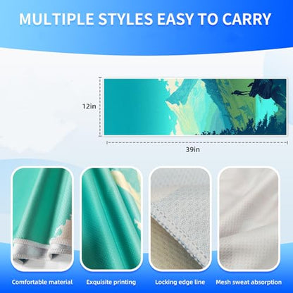 Cooling Sports Towel 39"X11.8" Cold Feeling Towel for Gym Fitness Running Yoga Microfiber Soft Quick Drying Breathable Lightweight Camping Towel Summer Hiking Climbing Workout Essentials(Climbing) - color: Green