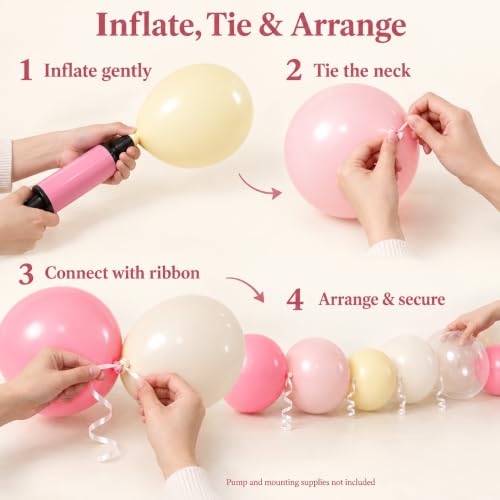Pink and Yellow Balloons, 12 Inch Pastel Balloon for Bridal Baby Shower - color: Pink Yellow