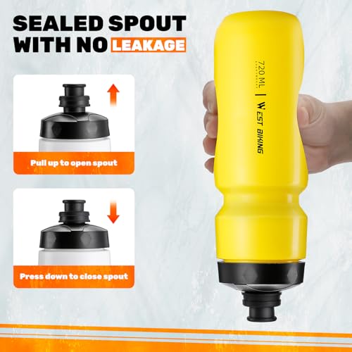 Bike Water Bottle Cage with Bottle, Durable Ultralight Plastic Water Drink Holder Rack, Lightweight PC Water Bottle Holder for Bicycle, Cycling Bottle Holder Cages for MTB, Road Bike(Yellow) - color: Yellow