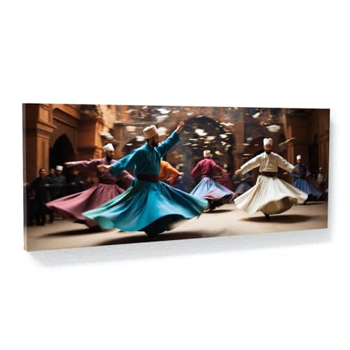 Sense Canvas Islamic Ecstatic Whirl 72 Canvas Art - Home Decor Wall Art Print Poster Painting Small 20x8 / 0.75" - color: Islamic Ecstatic Whirl 72, size: Small 20x8" / 0.75"