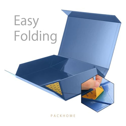 PACKHOME 6 Extra Large Gift Boxes 17.5x11.3x4.3 Inches, Sturdy Shirt Boxes with Magnetic Lids for Clothes and Large Gifts (Glossy Blue) - color: 17x11x4 Inch-Blue-Pack of 6