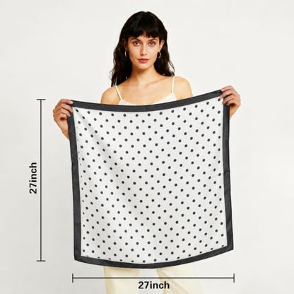 27" Head Scarf Like Satin Silk for Women,Hair Scarves Bandana,Headband Silk Feeling for Hair Wrap - color: Dots-3