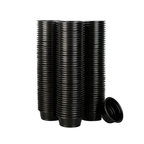 Plastic Gecko Feeding Cups, 0.5 oz Small Terrarium Bowls Reptiles Food Water Feeder Ledge Cups for Lizars,Bearded Dragon,Snake,Frogs (100Pack Black)