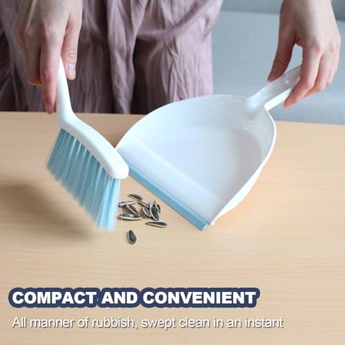 Mini Broom and Dustpan Set Small Dust pan & Brush Set Portable Cleaning Tools for Home Office RV Camping Learning (Blue) - color: Blue