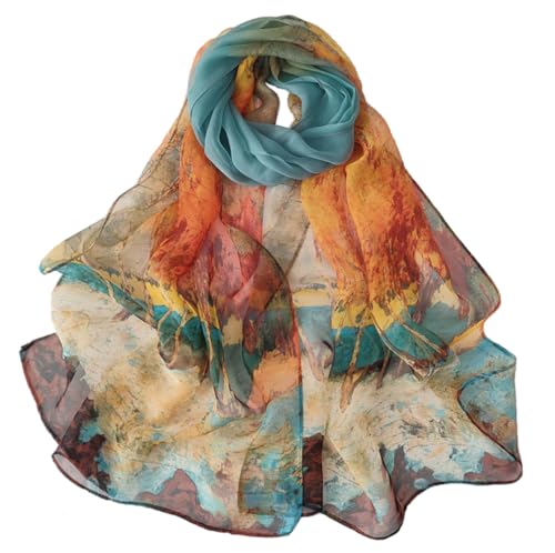 Pokeedioty Scarfs for Women Lightweight Fashion Scarves Elegant Floral Pattern Sheer Scarfs Sunscreen Shawls Wraps - color: P 0140