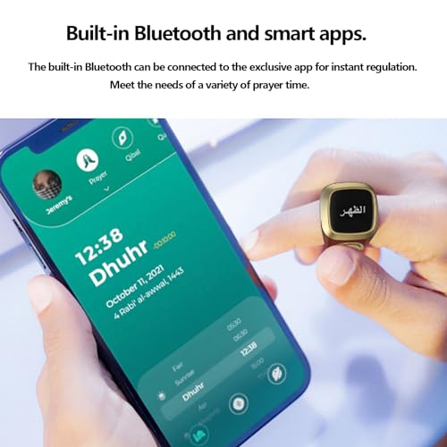 Smart Tasbih Zikr Ring, 20mm Muslim Digital Azan Alarm Clock, Tasbih Counter Smart Ring (Red) - color: Red