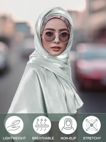 Geyoga 여성용 스카프 숄 및 랩 이브닝 드레스 패션 스카프 웨딩 신부 들러리 선물 - color: 연한 녹색.