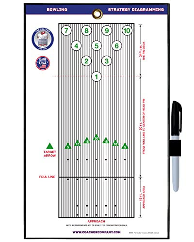 Premium Dry Erase Magnetic Bowling Coaching Coach Board Clipboard - Double-Sided - Made in The USA