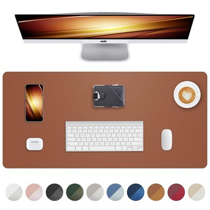 Leather Mouse Pad & Desk Blotter Mat - Non-Slip PU Laptop Desk Pad, Waterproof Writing Pad for Office & Home (Brown, 36" x 17") - color: Brown, size: 36" x 17"