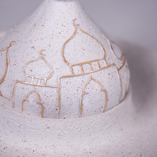 Ramadan Eid Home Decorations for Home 2025 Gold and White Mosque Tower Islamic Eid Mubarak decore - size: 9.06*9.06*5.91in