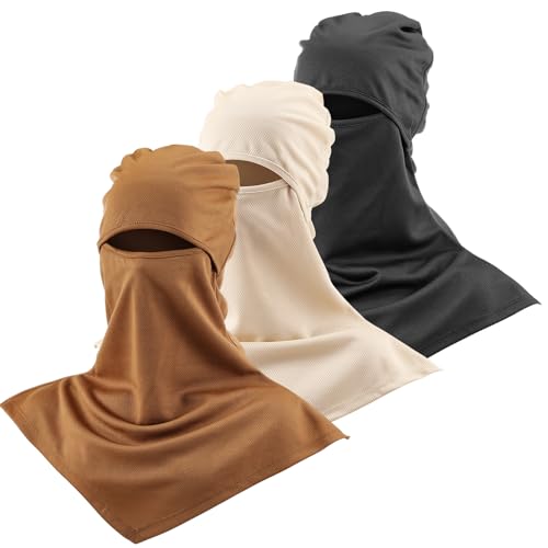 SATINIOR 3 Piece Balaclava Face Cover Sun Protection Neck Cover Summer Balaclava for Men Women Outdoor Sports UV Protector - color: White,dark,gray Camel