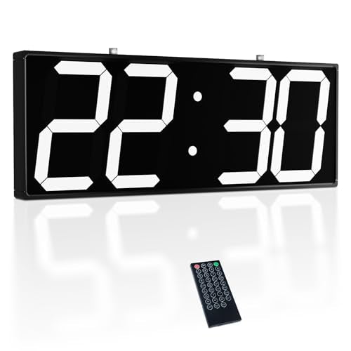CHKOSDA Digital Wall Clock with Double Sided Display, Large Digital Clock with Timer,Alarm,Temperature and Date,Two Faced Hanging Digital Clock Large Display for Multiple Public Places(White) - color: White