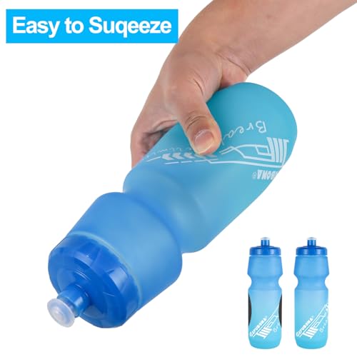 Mtb Bike Water Bottle 750ml Leakproof Squeeze BPA Free 24oz Bicycle Mountain Bottles 24 OZ Design for Cycling Riding, Running Outdoor Sports 2 Pack - color: Black/White+Blue/Green(2 PC)