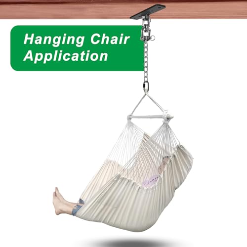 Dolibest Hanging Kits Hammock Chair Hardware, Heavy Duty Swing Hanger with Chain for Indoor Outdoor Playground Hanging Hammock Chair Punching Bags, 4 Screws, 600 LB Capacity, 3.28ft, 360° Rotation - color: Swing Hanger With 39'' Chain